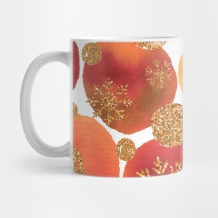 Red Snowflakes Christmas Gold Polka Mug